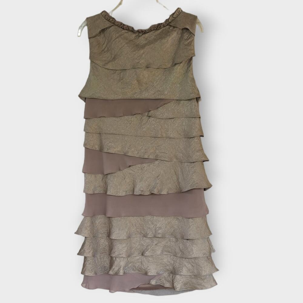 Dress Barn Beige Tiered Dress Size 14 - Picture 5 of 5